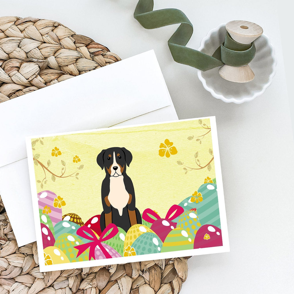 Easter Eggs Greater Swiss Mountain Dog Greeting Cards Pack of 8 Blank Cards with Envelopes Whimsical A7 Size 5x7