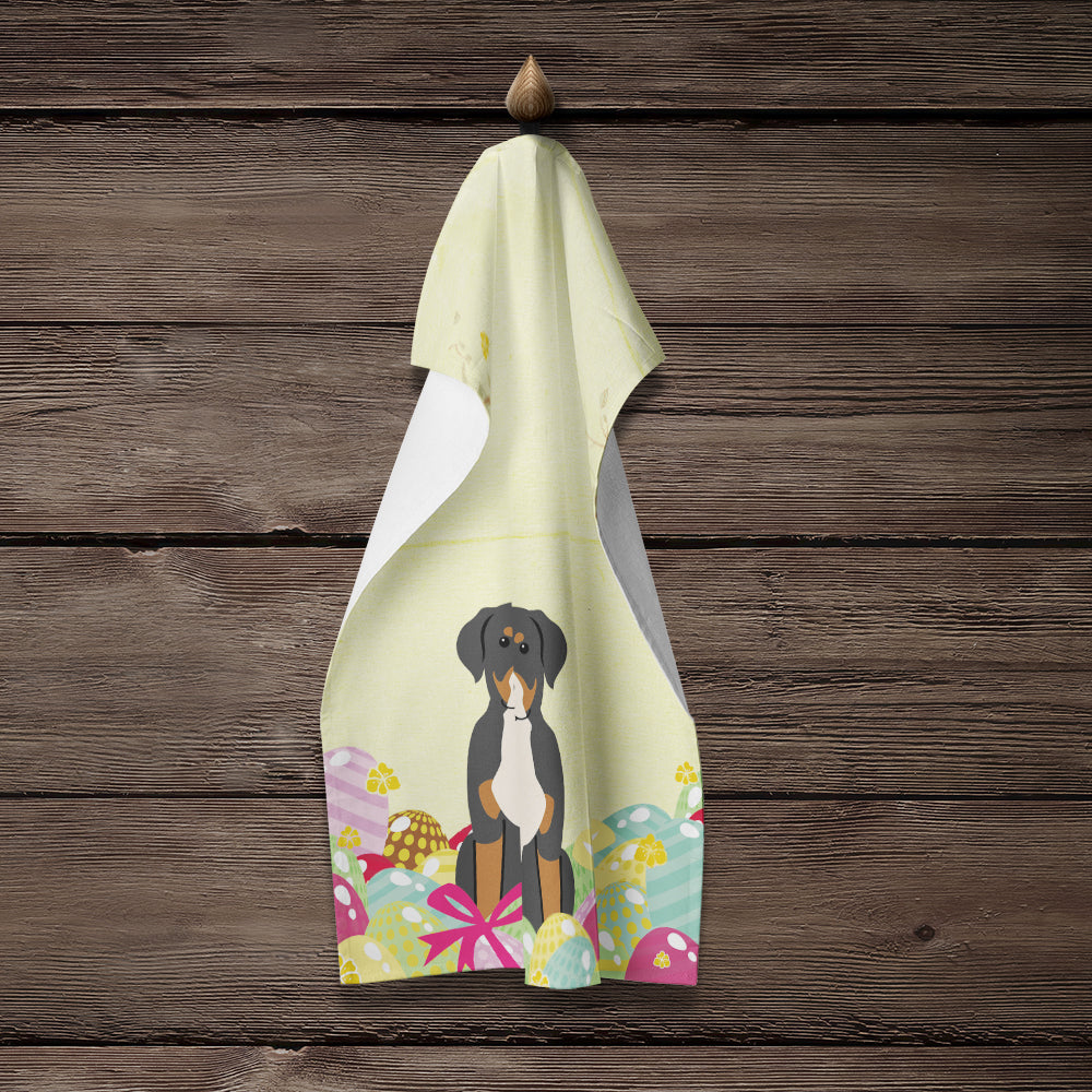 Easter Eggs Greater Swiss Mountain Dog Kitchen Towel Velour Plush Front and Cotton Loop Back Machine Washable