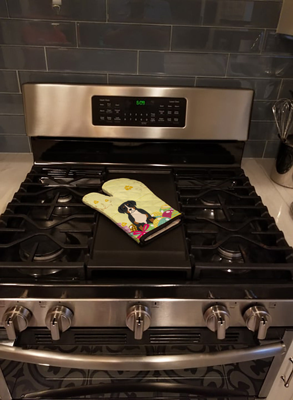 Easter Eggs Greater Swiss Mountain Dog Oven Mitt Heat Resistant Thick Oven Mitt for Hot Pans and Oven, Kitchen Mitt Protect Hands, Cooking Baking Glove