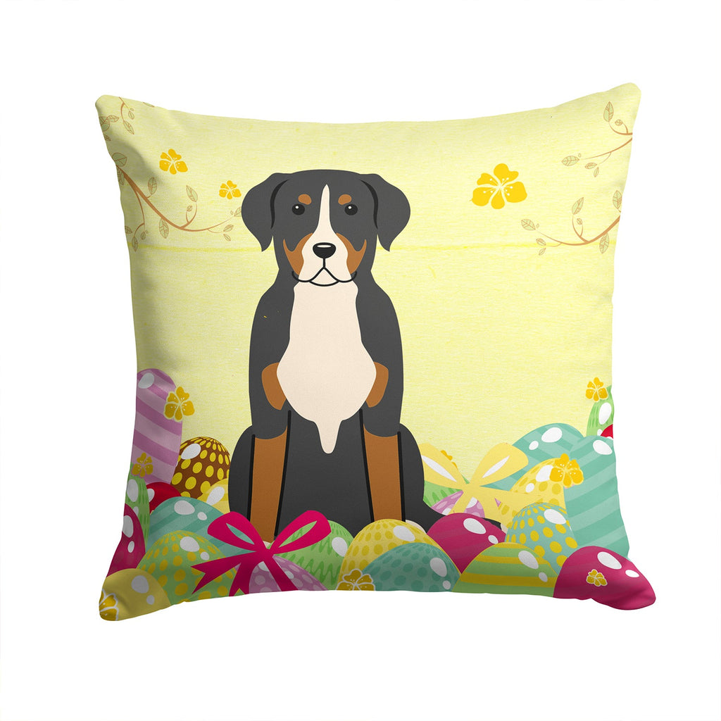 Easter Eggs Greater Swiss Mountain Dog Decorative Throw Pillow 14x14 Indoor Outdoor Accent Cushion, Fabric Cover with Insert for Sofa, Bed, Porch & Living Room