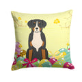 Easter Eggs Greater Swiss Mountain Dog Decorative Throw Pillow 14x14 Indoor Outdoor Accent Cushion, Fabric Cover with Insert for Sofa, Bed, Porch & Living Room