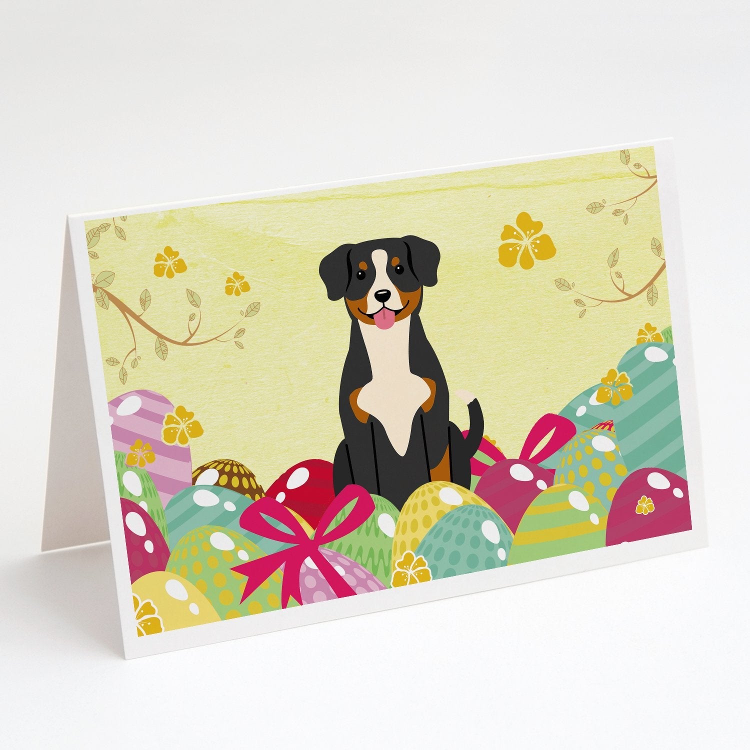 Easter Eggs Entlebucher Greeting Cards Pack of 8 Blank Cards with Envelopes Whimsical A7 Size 5x7