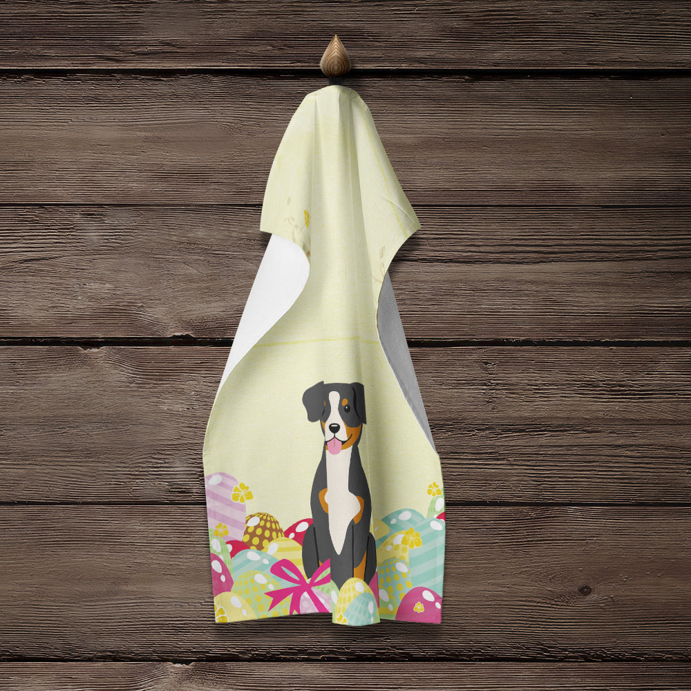 Easter Eggs Entlebucher Kitchen Towel Velour Plush Front and Cotton Loop Back Machine Washable