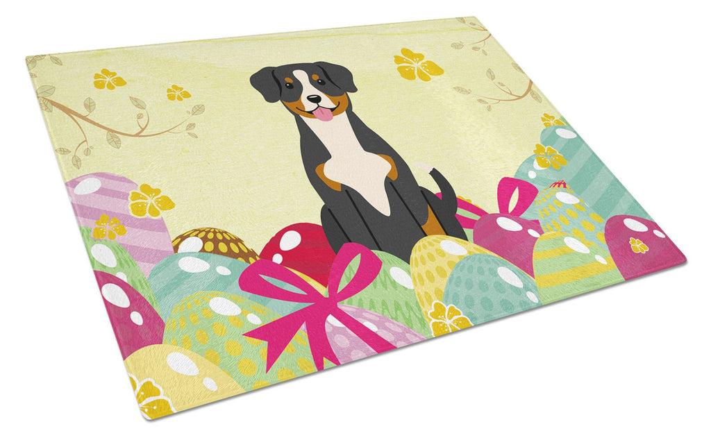 Easter Eggs Entlebucher Cutting Board Tempered Glass Kitchen Cutting Surface, Heat Resistant Chopping, Non-Slip Feet, Food Prep & Serving