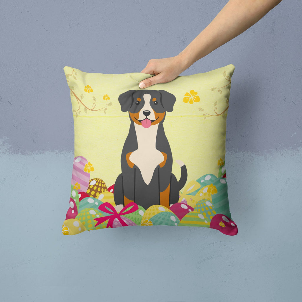 Easter Eggs Entlebucher Decorative Throw Pillow 14x14 Indoor Outdoor Accent Cushion, Fabric Cover with Insert for Sofa, Bed, Porch & Living Room