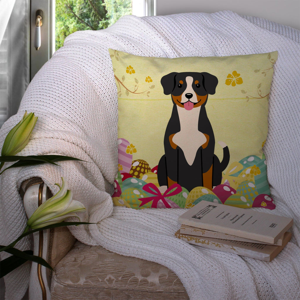 Easter Eggs Entlebucher Decorative Throw Pillow 14x14 Indoor Outdoor Accent Cushion, Fabric Cover with Insert for Sofa, Bed, Porch & Living Room