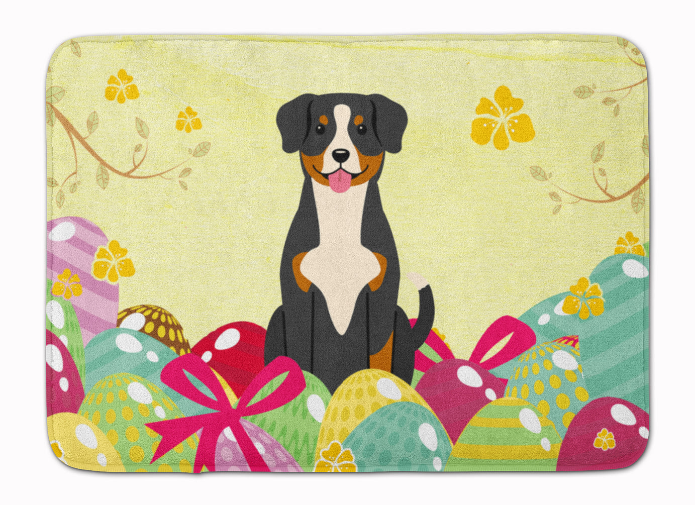 Easter Eggs Entlebucher Memory Foam Kitchen Mat Machine Washable Anti-Fatigue Cushion Comfort Bath or Kitchen Rug