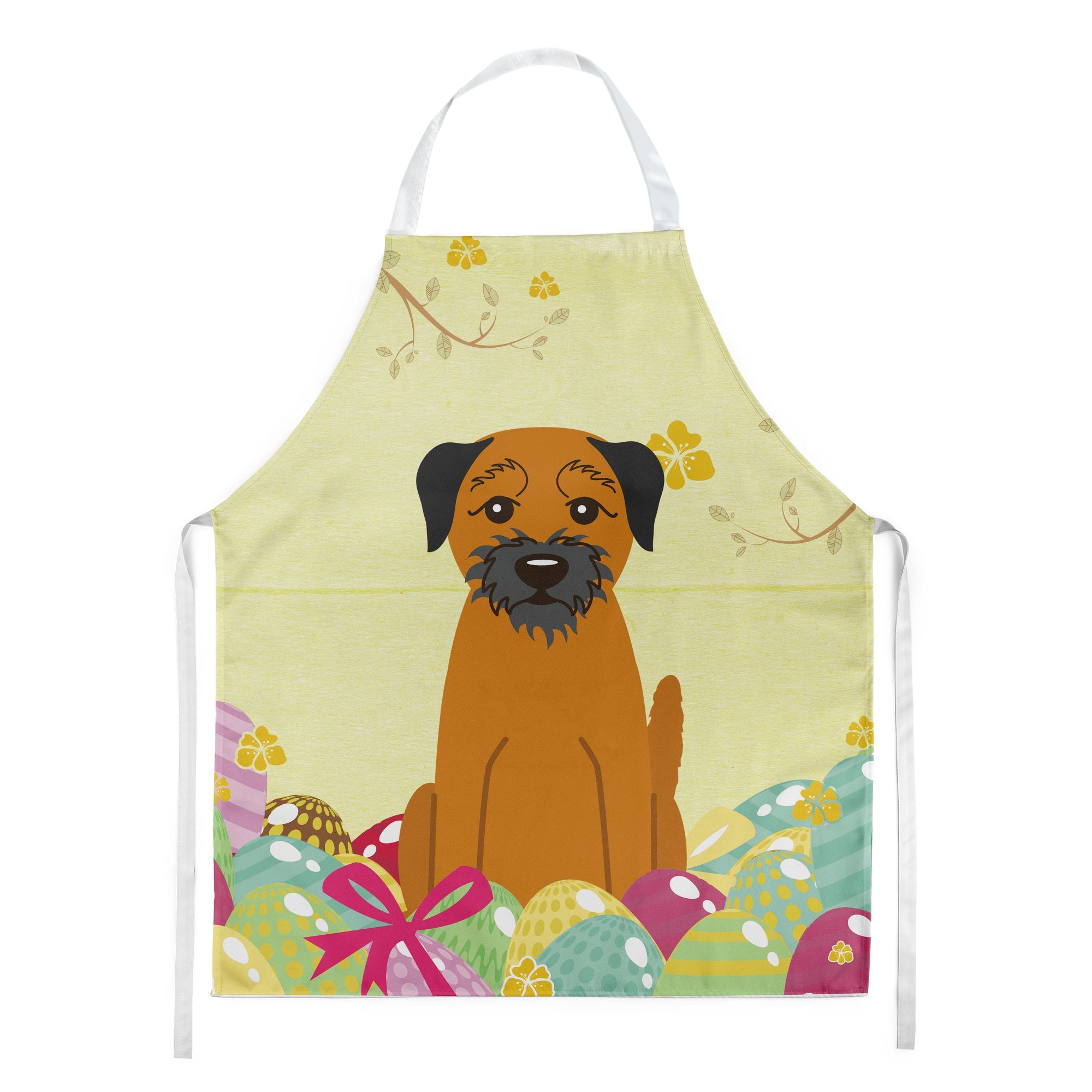 Easter Eggs Border Terrier Apron Cooking Kitchen Server Baking Crafts Gardening for Adult Women Men, Unisex, Large, Multicolor