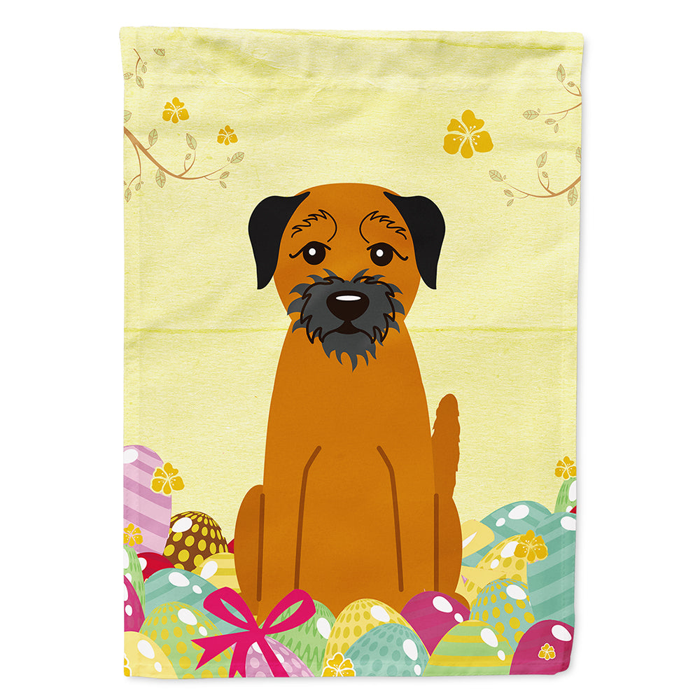 Easter Eggs Border Terrier House Flag 28x40 Porch Sleeve Pole Decorative Outside Yard Banner Artwork Wall Hanging, Polyester