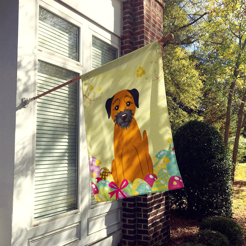 Easter Eggs Border Terrier House Flag 28x40 Porch Sleeve Pole Decorative Outside Yard Banner Artwork Wall Hanging, Polyester