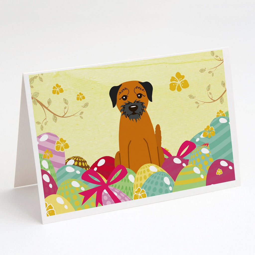 Easter Eggs Border Terrier Greeting Cards Pack of 8 Blank Cards with Envelopes Whimsical A7 Size 5x7