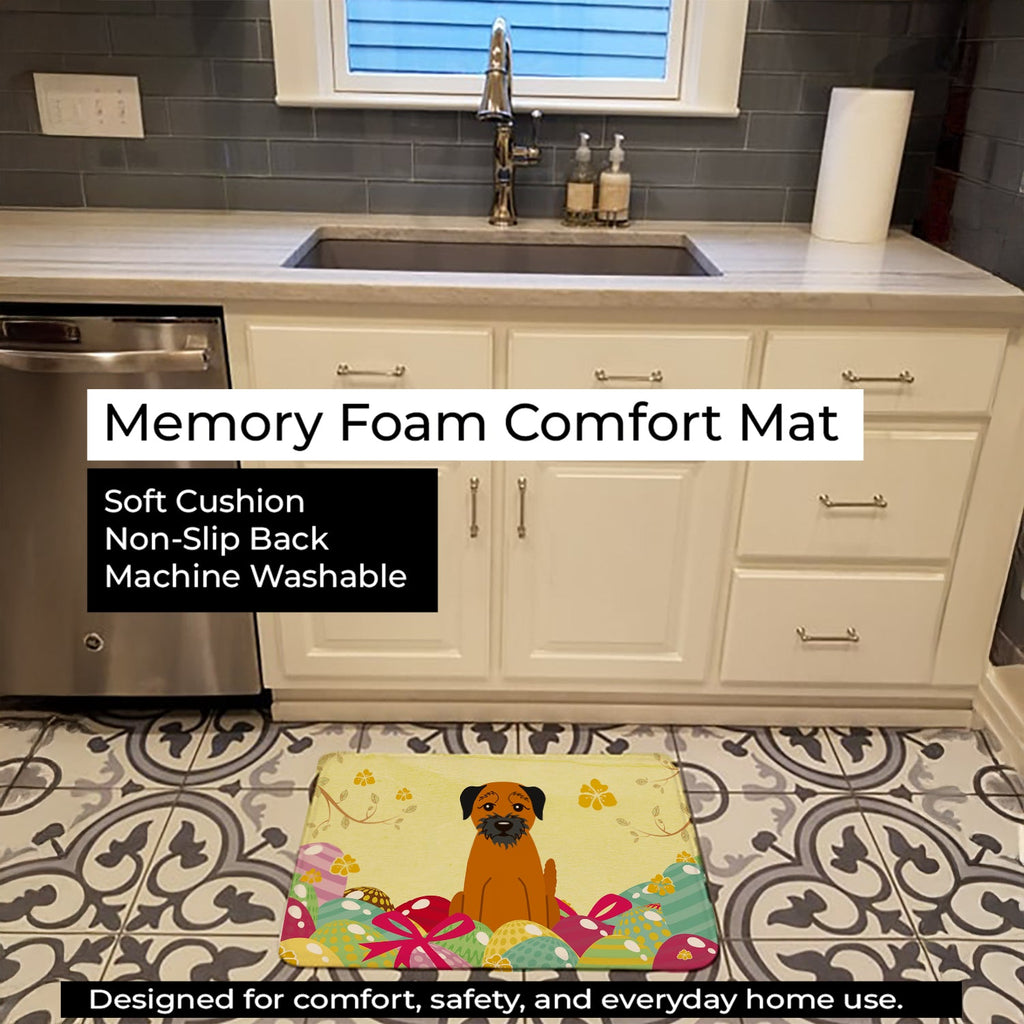 Easter Eggs Border Terrier Memory Foam Kitchen Mat Machine Washable Anti-Fatigue Cushion Comfort Bath or Kitchen Rug