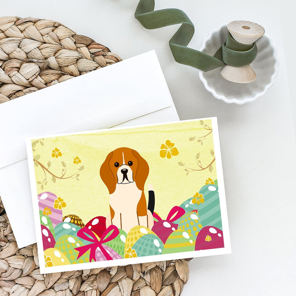 Easter Eggs Beagle Tricolor Greeting Cards Pack of 8 Blank Cards with Envelopes Whimsical A7 Size 5x7