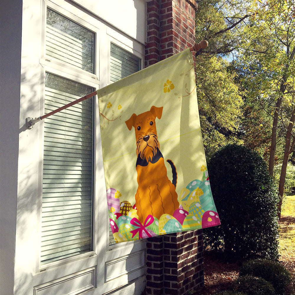 Easter Eggs Airedale House Flag 28x40 Porch Sleeve Pole Decorative Outside Yard Banner Artwork Wall Hanging, Polyester