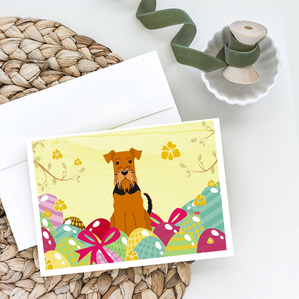 Easter Eggs Airedale Greeting Cards Pack of 8 Blank Cards with Envelopes Whimsical A7 Size 5x7