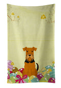 Easter Eggs Airedale Kitchen Towel Velour Plush Front and Cotton Loop Back Machine Washable
