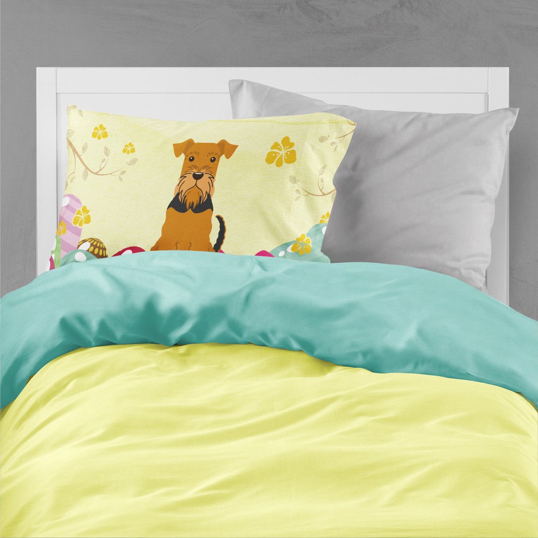 Easter Eggs Airedale Standard Pillowcase Lightweight Super Soft Easy Care Decorative Artwork Pillowcase, Standard