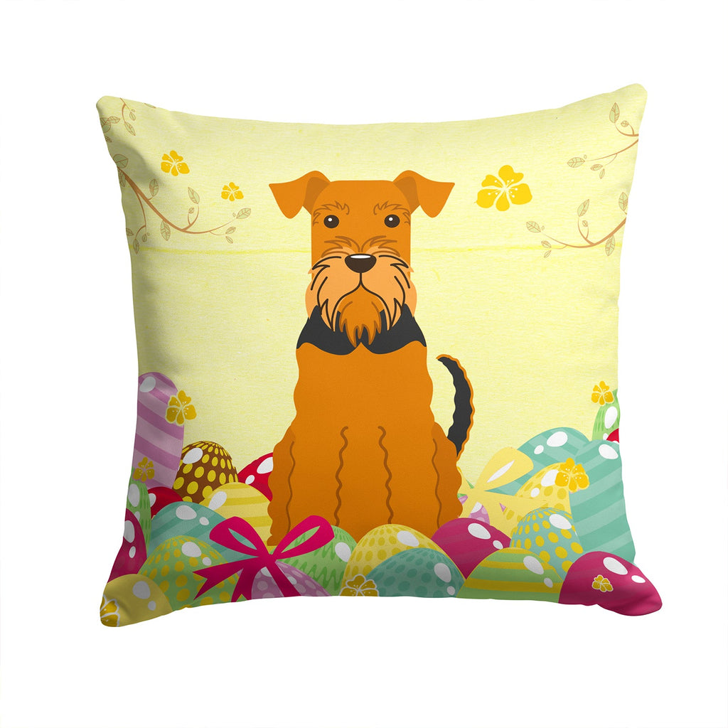 Easter Eggs Airedale Decorative Throw Pillow 14x14 Indoor Outdoor Accent Cushion, Fabric Cover with Insert for Sofa, Bed, Porch & Living Room
