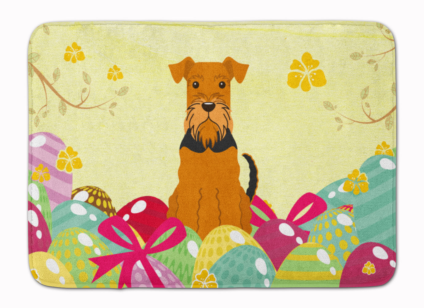 Easter Eggs Airedale Memory Foam Kitchen Mat Machine Washable Anti-Fatigue Cushion Comfort Bath or Kitchen Rug