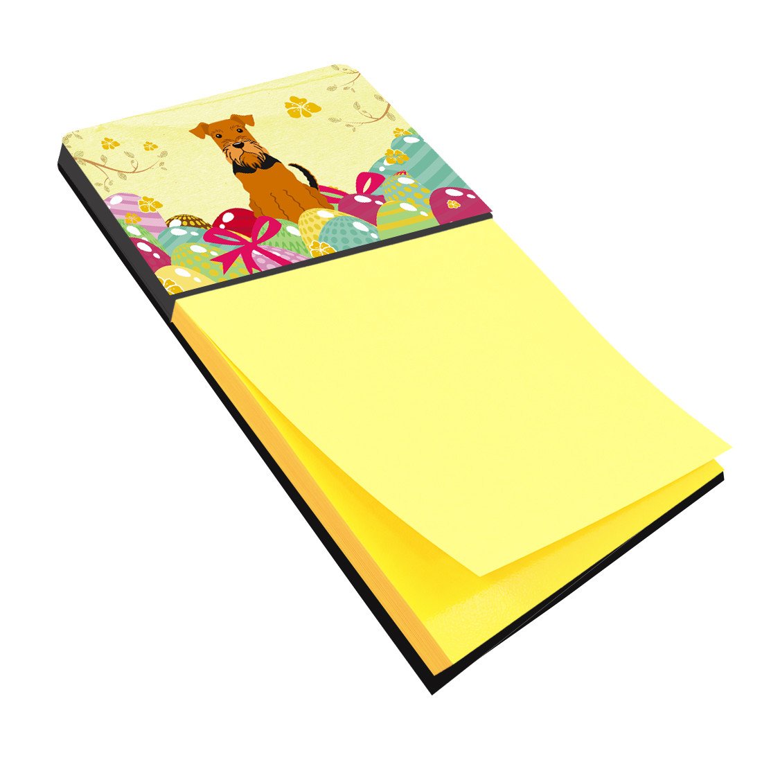 Easter Eggs Airedale Watercolor Sticky Note Holder Refillable Dispenser Desk Accessory 3x3 Pad Gift