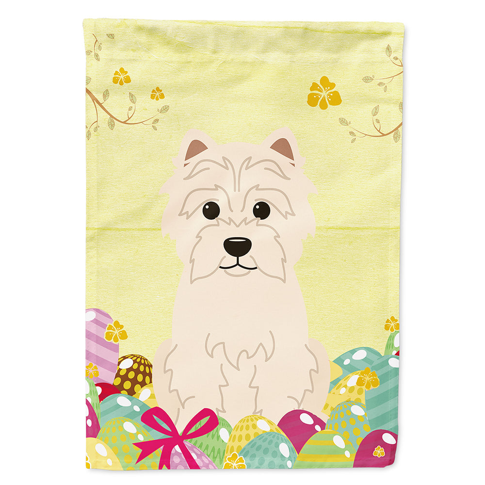 Easter Eggs Westie House Flag 28x40 Porch Sleeve Pole Decorative Outside Yard Banner Artwork Wall Hanging, Polyester