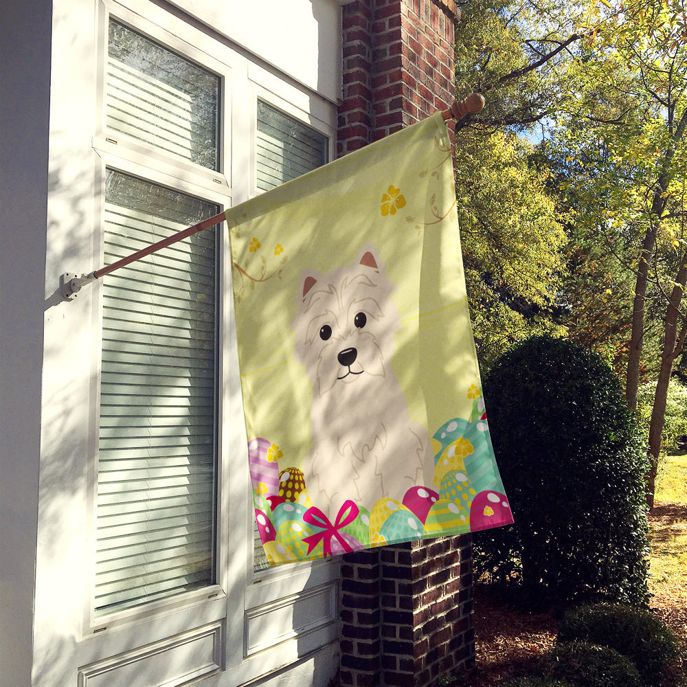 Easter Eggs Westie House Flag 28x40 Porch Sleeve Pole Decorative Outside Yard Banner Artwork Wall Hanging, Polyester