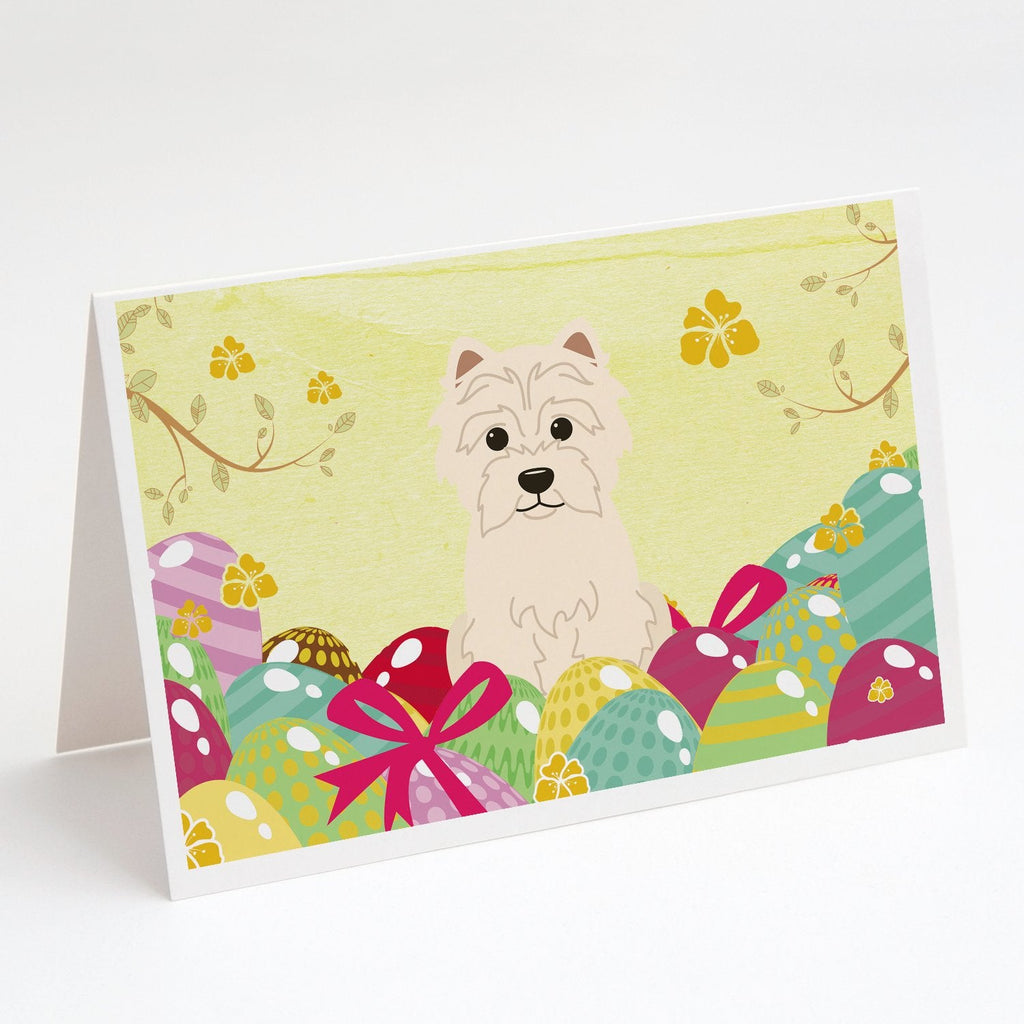Easter Eggs Westie Greeting Cards Pack of 8 Blank Cards with Envelopes Whimsical A7 Size 5x7
