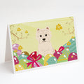 Easter Eggs Westie Greeting Cards Pack of 8 Blank Cards with Envelopes Whimsical A7 Size 5x7