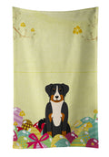 Easter Eggs Appenzeller Sennenhund Kitchen Towel Velour Plush Front and Cotton Loop Back Machine Washable