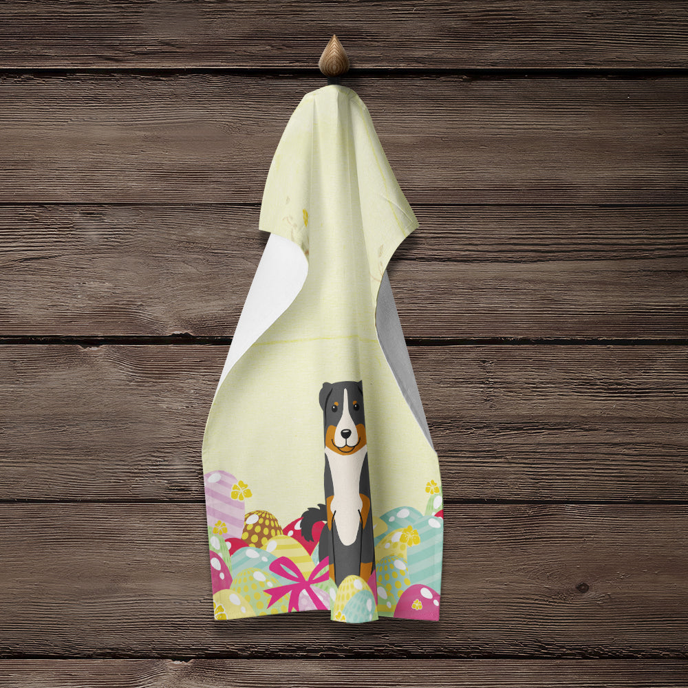 Easter Eggs Appenzeller Sennenhund Kitchen Towel Velour Plush Front and Cotton Loop Back Machine Washable