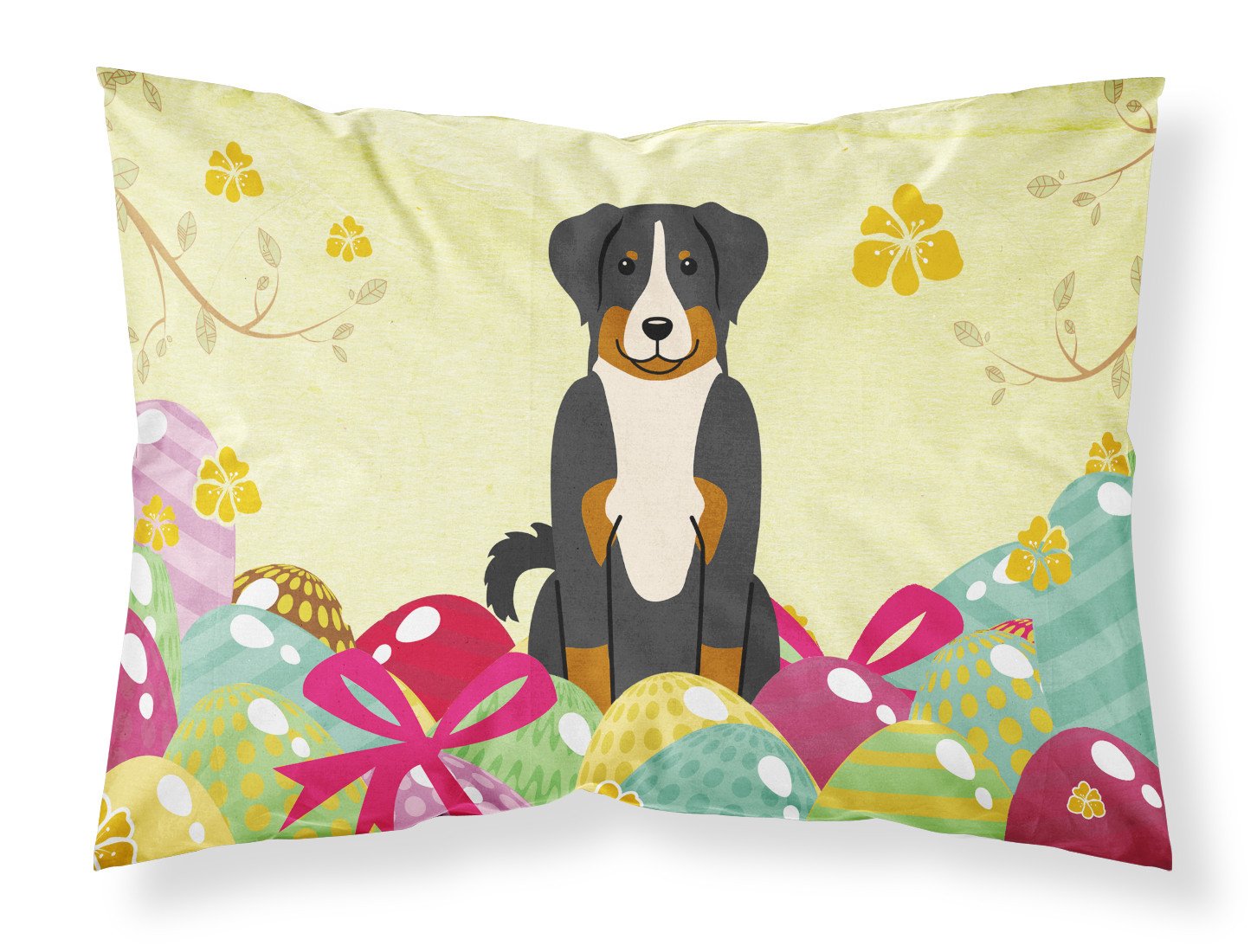 Easter Eggs Appenzeller Sennenhund Standard Pillowcase Lightweight Super Soft Easy Care Decorative Artwork Pillowcase, Standard