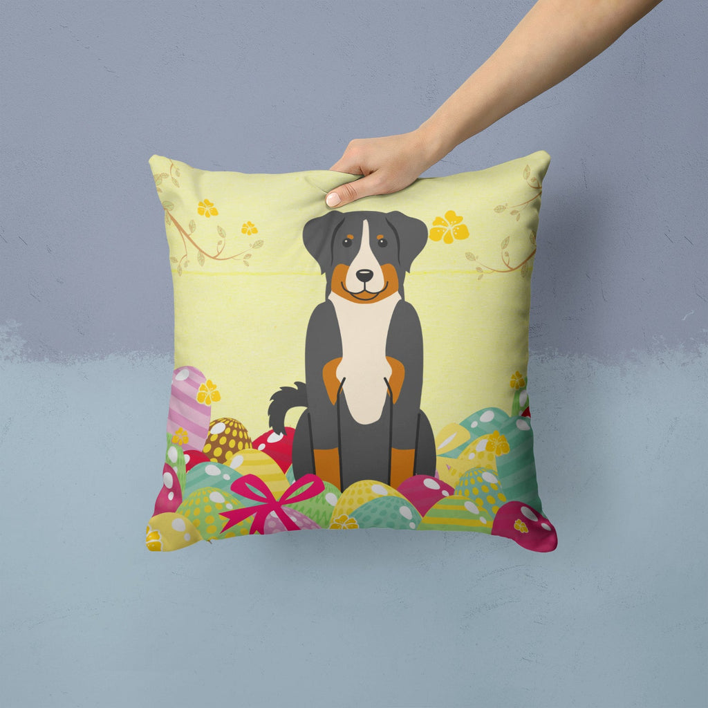 Easter Eggs Appenzeller Sennenhund Decorative Throw Pillow 14x14 Indoor Outdoor Accent Cushion, Fabric Cover with Insert for Sofa, Bed, Porch & Living Room