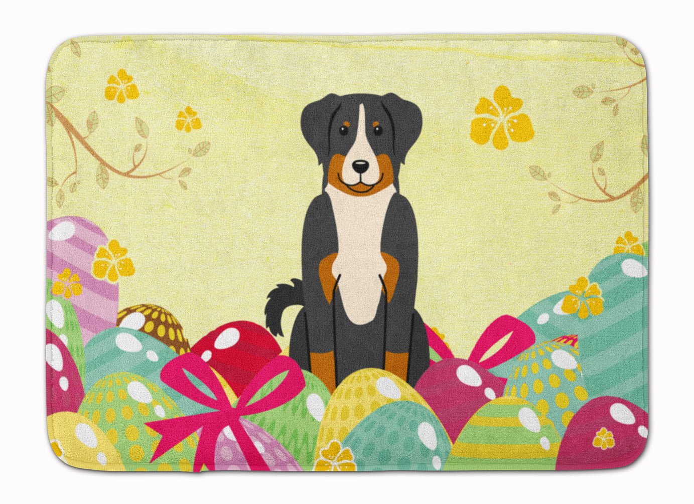 Easter Eggs Appenzeller Sennenhund Memory Foam Kitchen Mat Machine Washable Anti-Fatigue Cushion Comfort Bath or Kitchen Rug