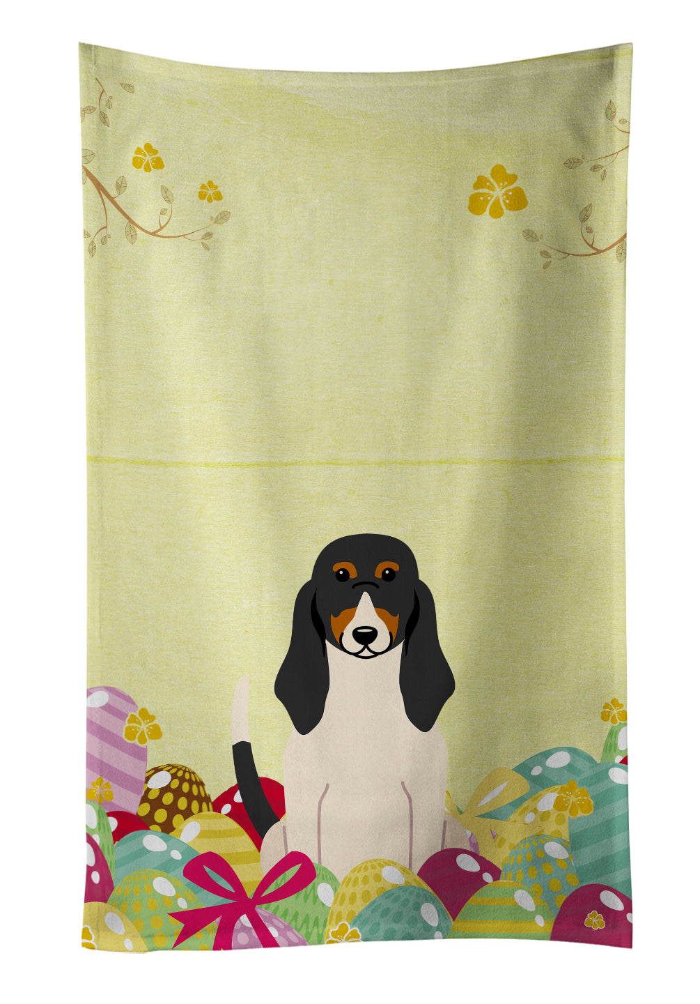 Easter Eggs Swiss Hound Kitchen Towel Velour Plush Front and Cotton Loop Back Machine Washable