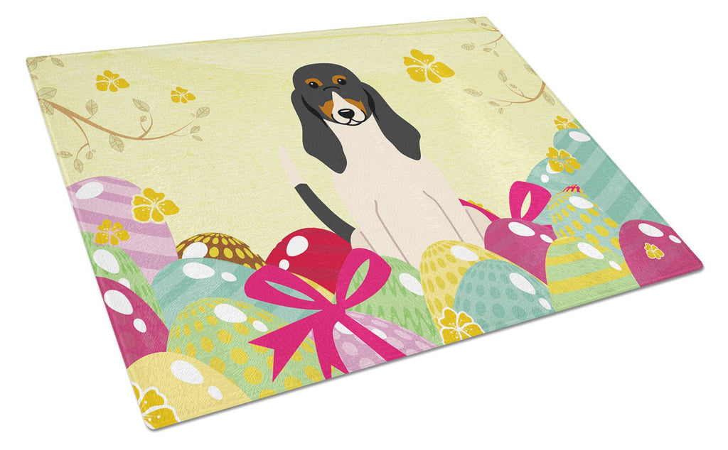Easter Eggs Swiss Hound Cutting Board Tempered Glass Kitchen Cutting Surface, Heat Resistant Chopping, Non-Slip Feet, Food Prep & Serving