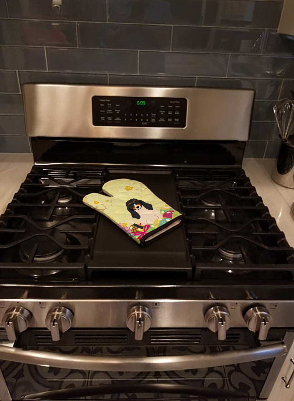Easter Eggs Swiss Hound Oven Mitt Heat Resistant Thick Oven Mitt for Hot Pans and Oven, Kitchen Mitt Protect Hands, Cooking Baking Glove