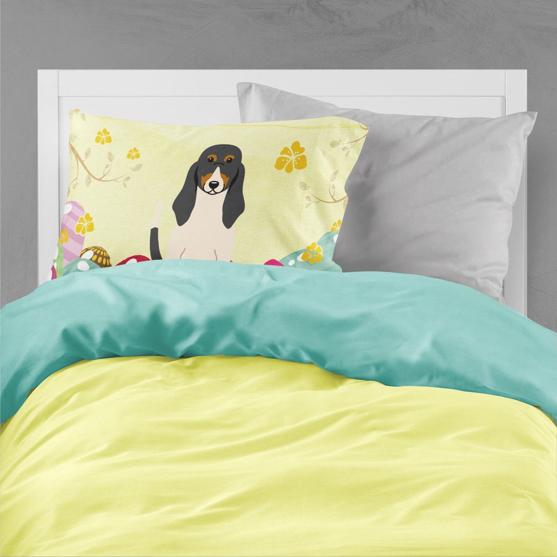 Easter Eggs Swiss Hound Standard Pillowcase Lightweight Super Soft Easy Care Decorative Artwork Pillowcase, Standard