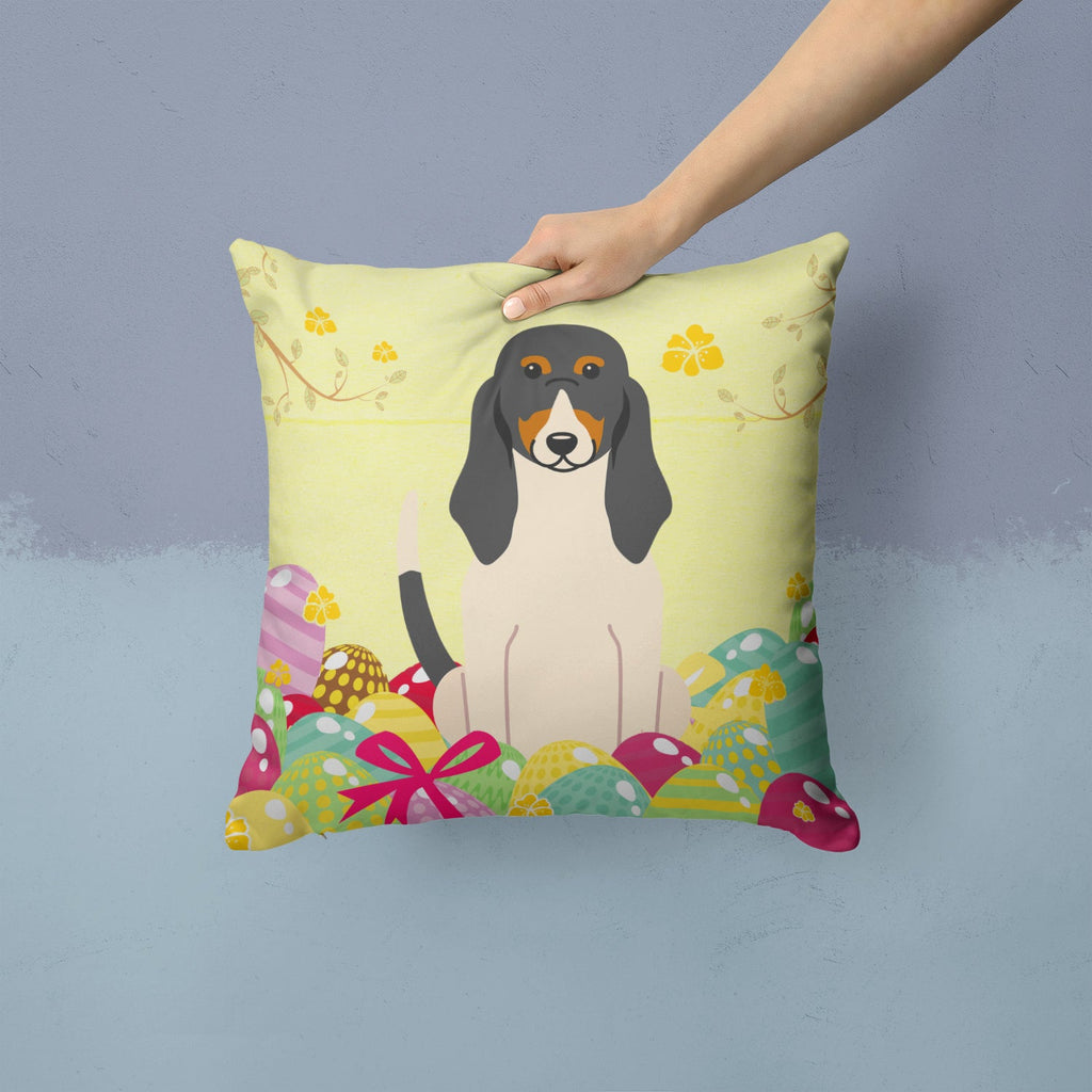 Easter Eggs Swiss Hound Decorative Throw Pillow 14x14 Indoor Outdoor Accent Cushion, Fabric Cover with Insert for Sofa, Bed, Porch & Living Room