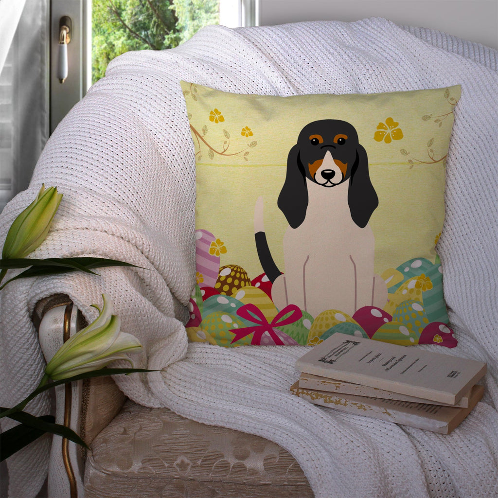 Easter Eggs Swiss Hound Decorative Throw Pillow 14x14 Indoor Outdoor Accent Cushion, Fabric Cover with Insert for Sofa, Bed, Porch & Living Room