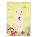 Easter Eggs White German Shepherd House Flag 28x40 Porch Sleeve Pole Decorative Outside Yard Banner Artwork Wall Hanging, Polyester