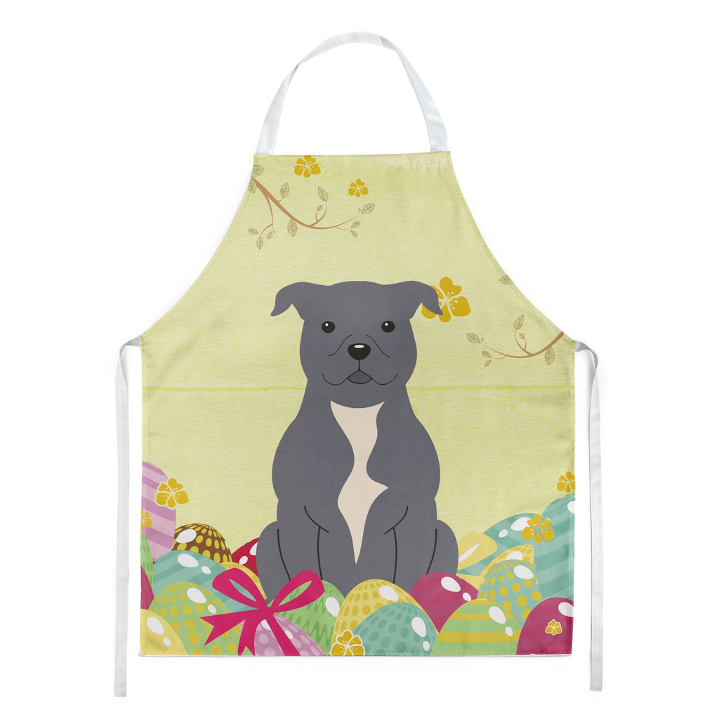 Easter Eggs Staffordshire Bull Terrier Blue Apron Cooking Kitchen Server Baking Crafts Gardening for Adult Women Men, Unisex, Large, Multicolor
