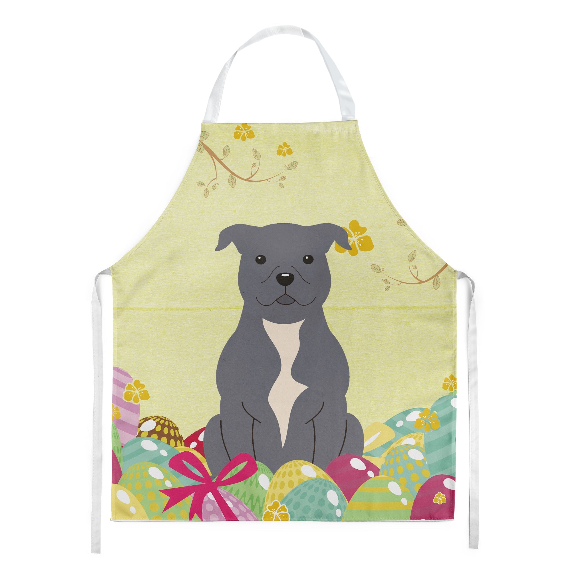 Easter Eggs Staffordshire Bull Terrier Blue Apron Cooking Kitchen Server Baking Crafts Gardening for Adult Women Men, Unisex, Large, Multicolor