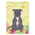 Easter Eggs Staffordshire Bull Terrier Blue House Flag 28x40 Porch Sleeve Pole Decorative Outside Yard Banner Artwork Wall Hanging, Polyester