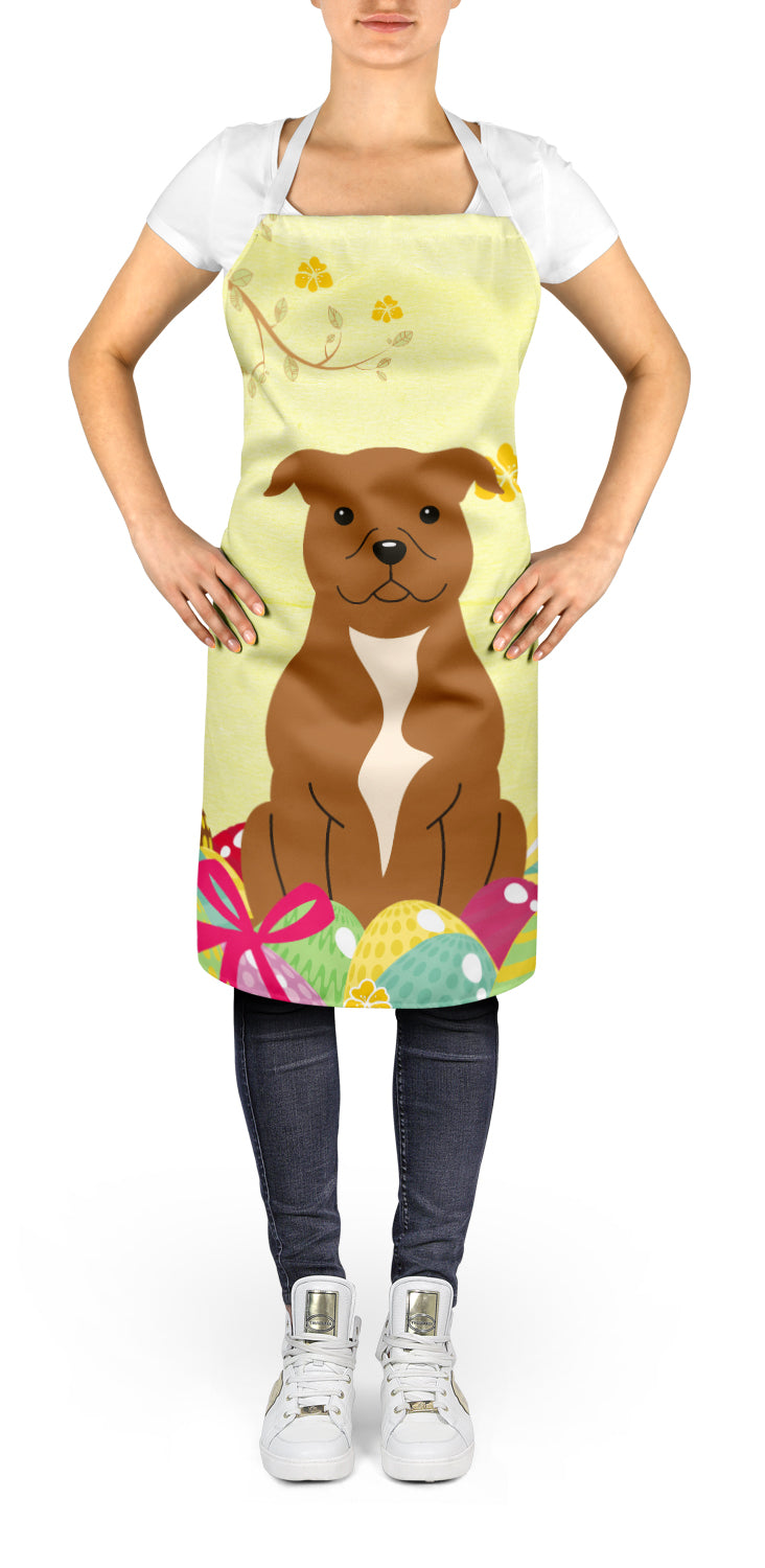 Easter Eggs Staffordshire Bull Terrier Brown Apron Cooking Kitchen Server Baking Crafts Gardening for Adult Women Men, Unisex, Large, Multicolor