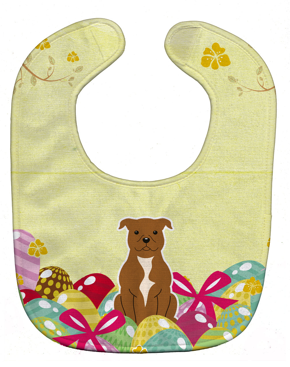 Easter Eggs Staffordshire Bull Terrier Brown Baby Bib Easy-Clean Baby Bib Baby Feeding Accessory Baby Mealtime Essential, 10 x 13, Multicolor