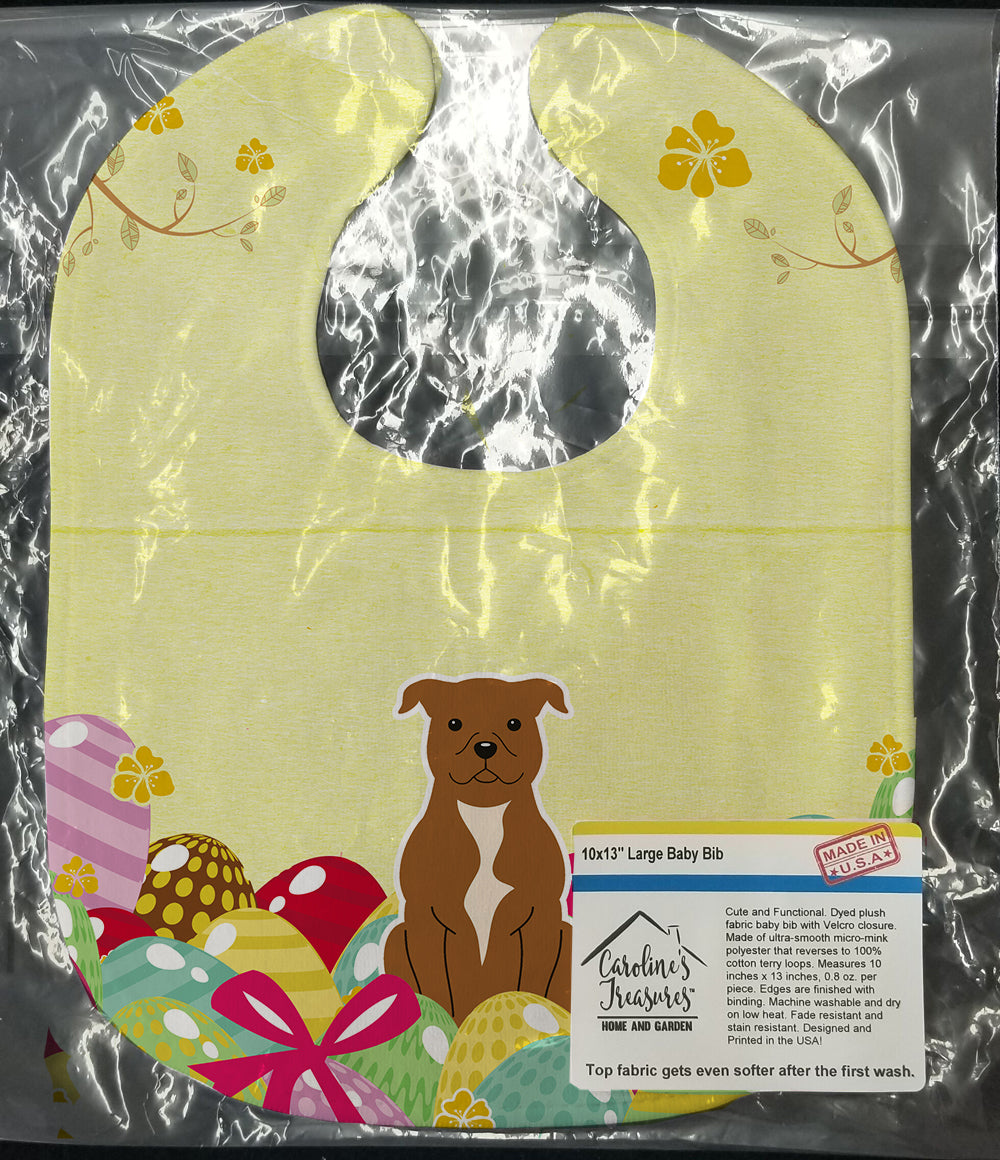 Easter Eggs Staffordshire Bull Terrier Brown Baby Bib Easy-Clean Baby Bib Baby Feeding Accessory Baby Mealtime Essential, 10 x 13, Multicolor