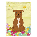 Easter Eggs Staffordshire Bull Terrier Brown House Flag 28x40 Porch Sleeve Pole Decorative Outside Yard Banner Artwork Wall Hanging, Polyester