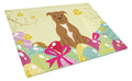 Easter Eggs Staffordshire Bull Terrier Brown Cutting Board Tempered Glass Kitchen Cutting Surface, Heat Resistant Chopping, Non-Slip Feet, Food Prep & Serving