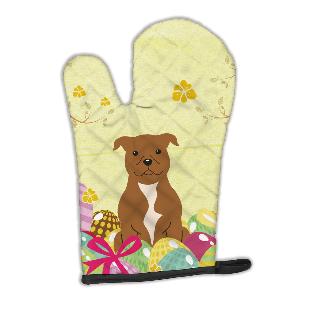 Easter Eggs Staffordshire Bull Terrier Brown Oven Mitt Heat Resistant Thick Oven Mitt for Hot Pans and Oven, Kitchen Mitt Protect Hands, Cooking Baking Glove