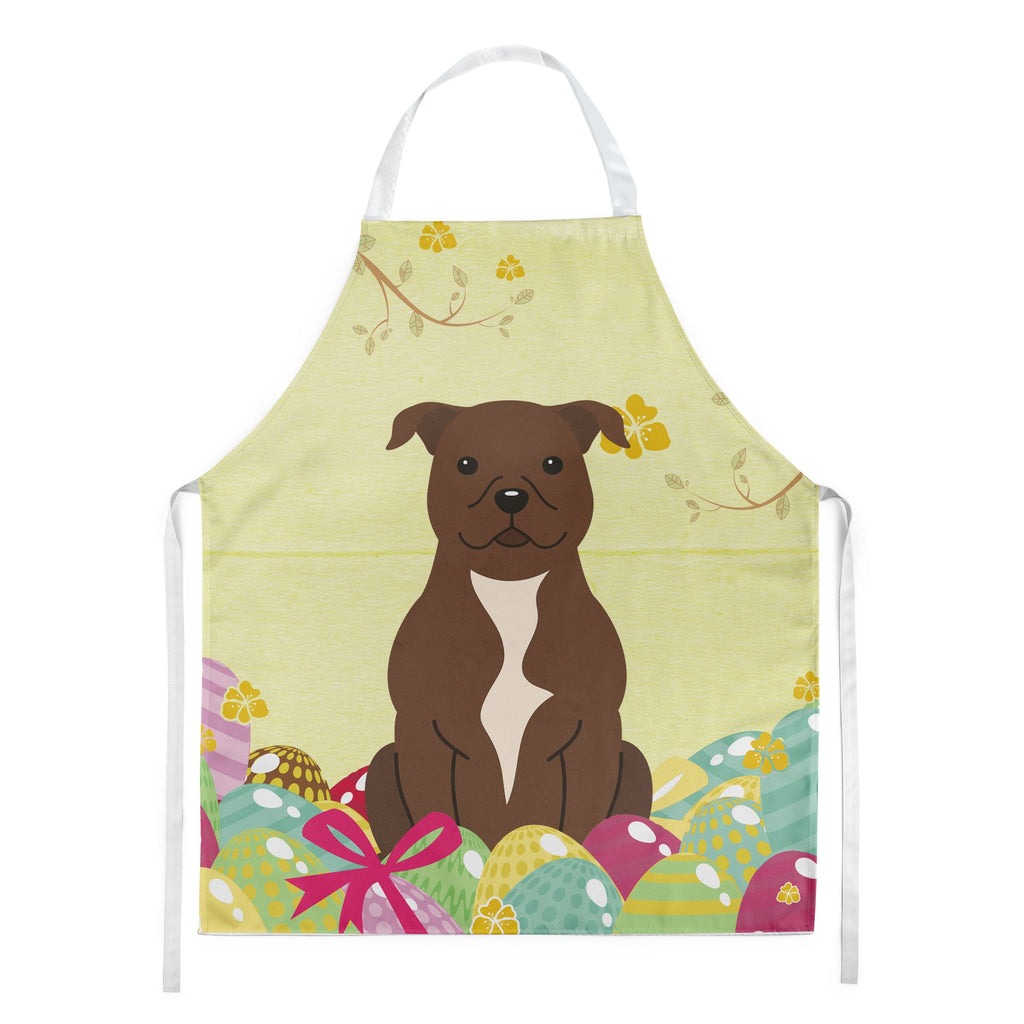 Easter Eggs Staffordshire Bull Terrier Chocolate Apron Cooking Kitchen Server Baking Crafts Gardening for Adult Women Men, Unisex, Large, Multicolor